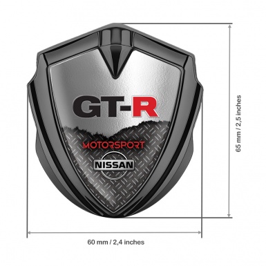 Nissan GTR Metal 3D Domed Emblem Graphite Torn Metal Treadplate Design