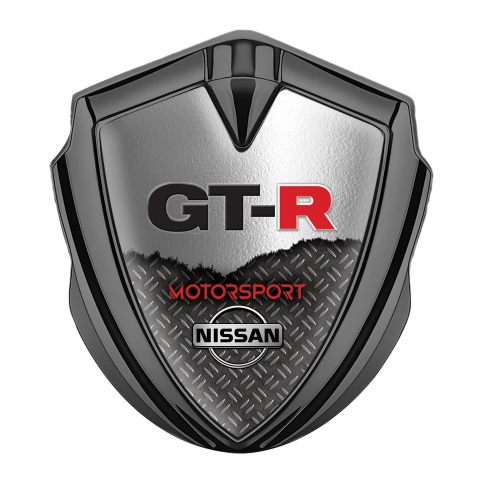 Nissan GTR Metal 3D Domed Emblem Graphite Torn Metal Treadplate Design