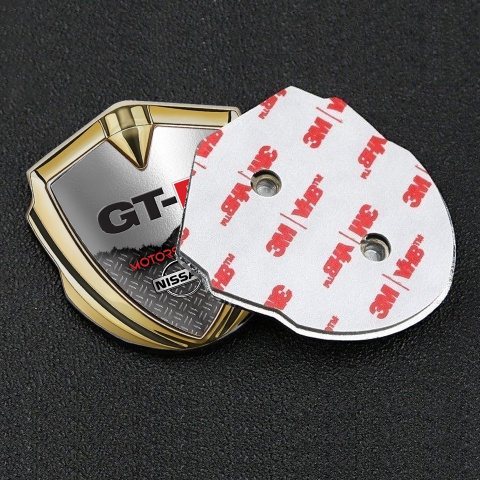 Nissan GTR Metal 3D Domed Emblem Gold Torn Metal Treadplate Design