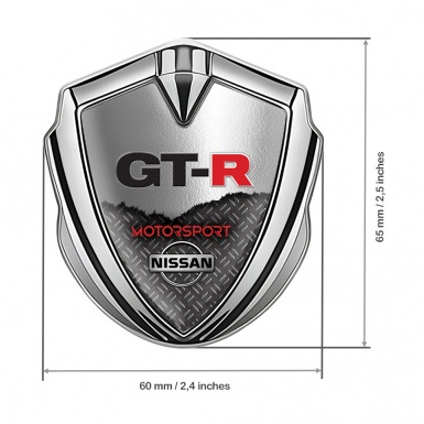 Nissan GTR Metal 3D Domed Emblem Silver Torn Metal Treadplate Design