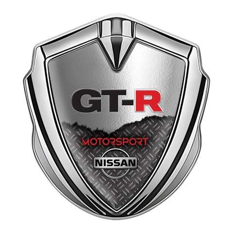Nissan GTR Metal 3D Domed Emblem Silver Torn Metal Treadplate Design