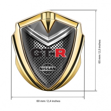 Nissan GTR Badge Self Adhesive Gold Metal Grate Grey Elements