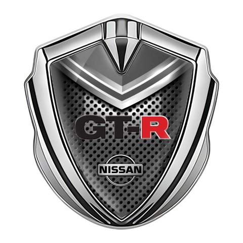 Nissan GTR Badge Self Adhesive Silver Metal Grate Grey Elements