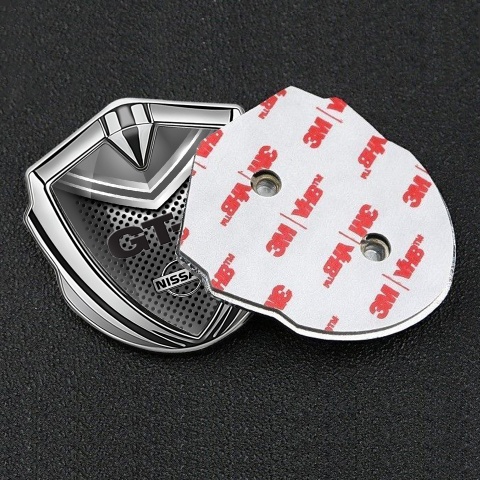 Nissan GTR Badge Self Adhesive Silver Metal Grate Grey Elements
