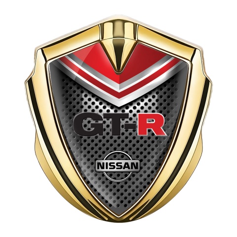 Nissan GTR Emblem Badge Self Adhesive Gold Dark Grate Red Elements