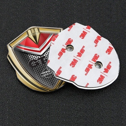 Nissan GTR Emblem Badge Self Adhesive Gold Dark Grate Red Elements
