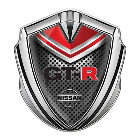 Nissan GTR Emblem Badge Self Adhesive Silver Dark Grate Red Elements