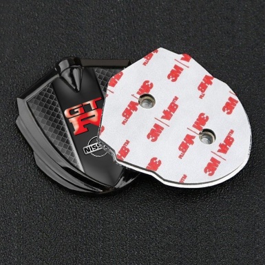 Nissan GTR Metal Emblem Self Adhesive Graphite Waffle Effect Red Logo