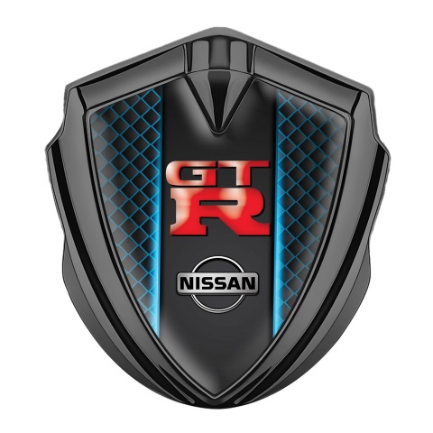 Nissan GTR Fender Emblem Badge Graphite Blue Lines Red Logo Design