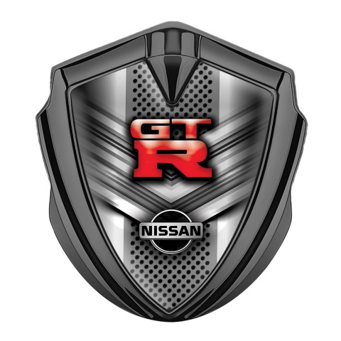 Nissan GTR Emblem Trunk Badge Graphite Metal Grate Arrow Fragments