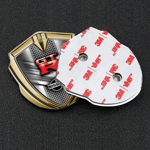 Nissan GTR Emblem Trunk Badge Gold Metal Grate Arrow Fragments