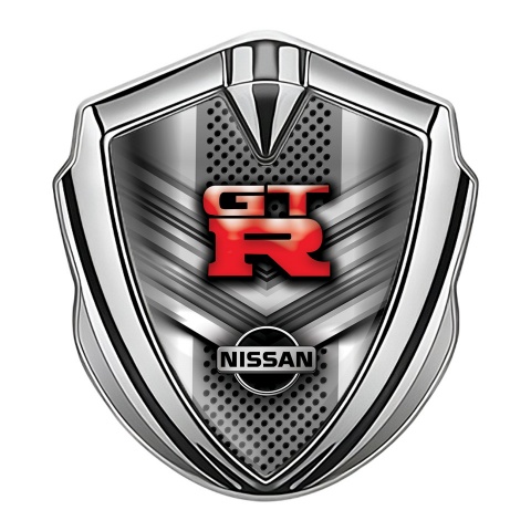 Nissan GTR Emblem Trunk Badge Silver Metal Grate Arrow Fragments