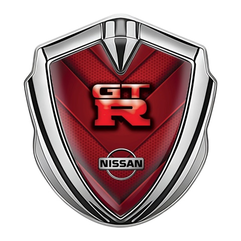 Nissan GTR Emblem Self Adhesive Silver Red Honeycomb Arrow Style