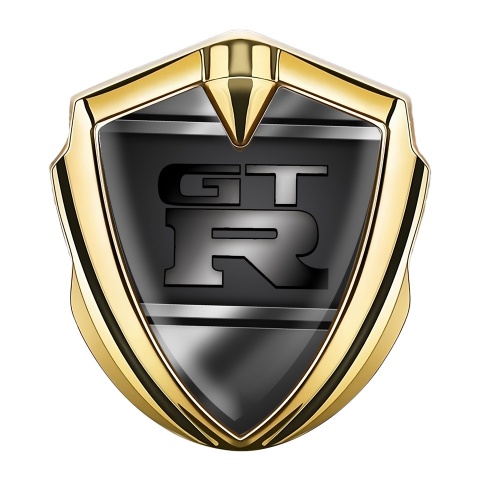 Nissan GTR Emblem Badge Gold Metal Plates Gradient Logo Design