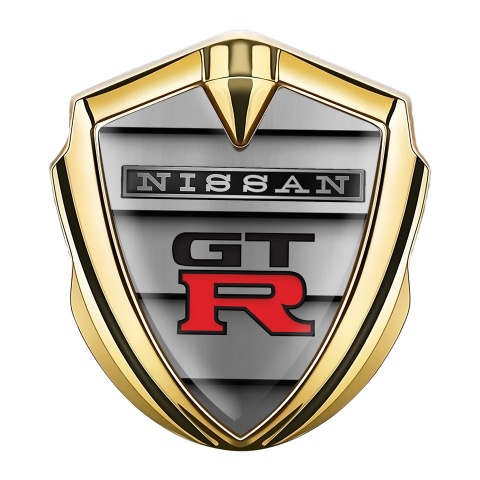Nissan GTR Emblem Car Badge Gold Stone Panels Red Logo Design