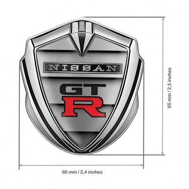 Nissan GTR Emblem Car Badge Silver Stone Panels Red Logo Design