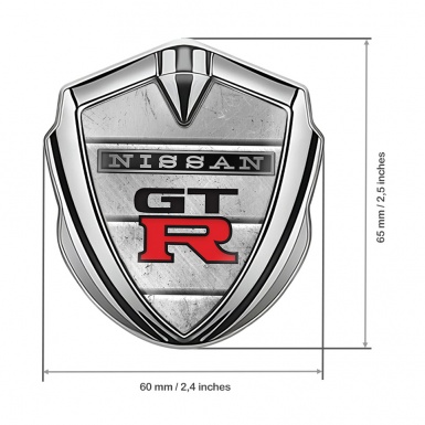 Nissan GTR Domed Badge Silver Monolith Stone Gradient Logo Edition