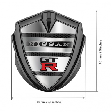 Nissan GTR Metal 3D Domed Emblem Graphite Shutter Style Effect Red Logo