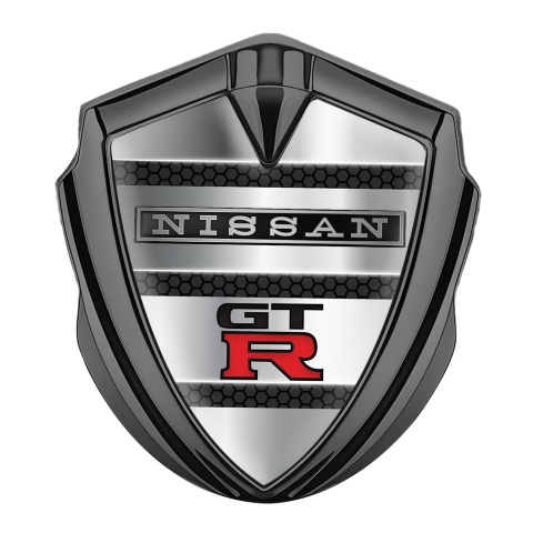 Nissan GTR Metal 3D Domed Emblem Graphite Shutter Style Effect Red Logo