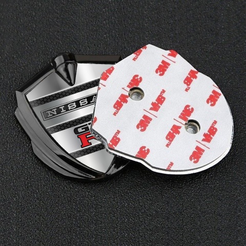 Nissan GTR Metal 3D Domed Emblem Graphite Shutter Style Effect Red Logo