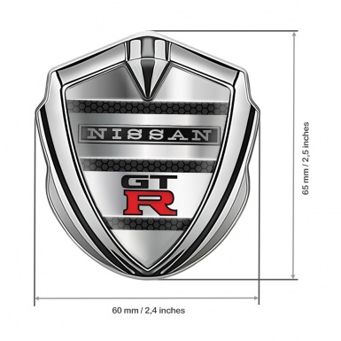 Nissan GTR Metal 3D Domed Emblem Silver Shutter Style Effect Red Logo