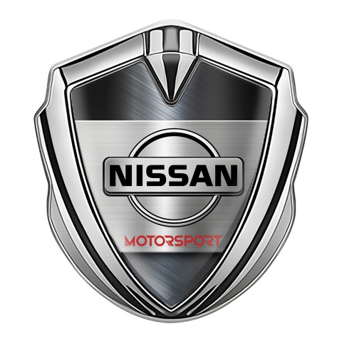 Nissan Badge Self Adhesive Silver Metallic Texture Motorsport Edition