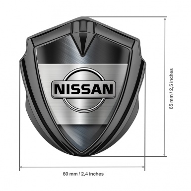 Nissan Emblem Badge Self Adhesive Graphite Brushed Metal Clean Design
