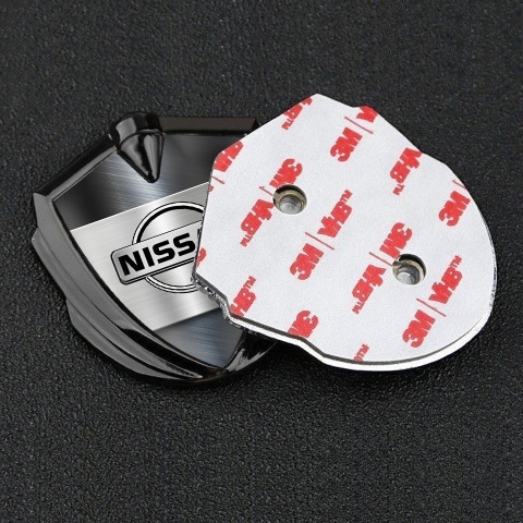 Nissan Emblem Badge Self Adhesive Graphite Brushed Metal Clean Design