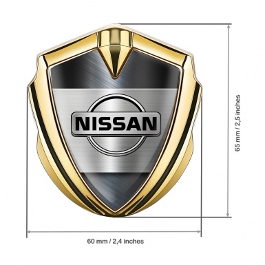 Nissan Emblem Badge Self Adhesive Gold Brushed Metal Clean Design