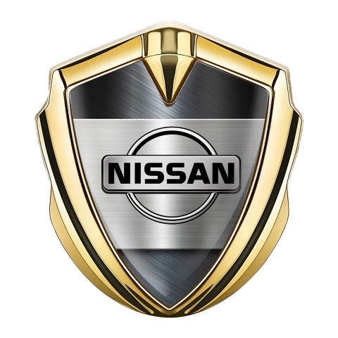 Nissan Emblem Badge Self Adhesive Gold Brushed Metal Clean Design