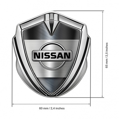 Nissan Emblem Badge Self Adhesive Silver Brushed Metal Clean Design