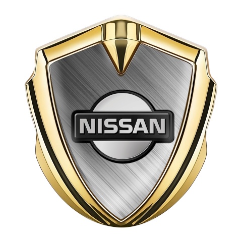 Nissan Metal Emblem Self Adhesive Gold Brushed Aluminum Dark Logo