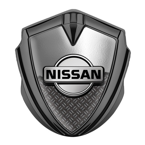 Nissan Emblem Self Adhesive Graphite Torn Metal Treadplate Grey Logo