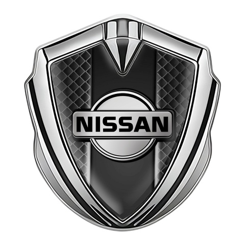 Nissan Bodyside Domed Emblem Silver Dark Squares Grey Edition