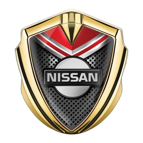 Nissan Emblem Car Badge Gold Metallic Grate Red Fragment Edition