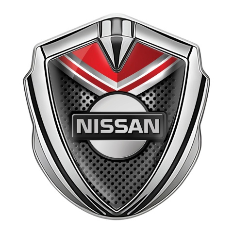 Nissan Emblem Car Badge Silver Metallic Grate Red Fragment Edition