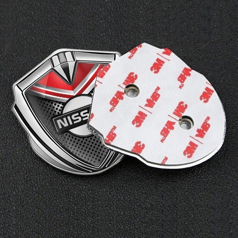 Nissan Emblem Car Badge Silver Metallic Grate Red Fragment Edition