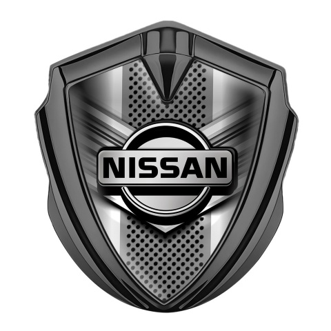 Nissan Bodyside Emblem Self Adhesive Graphite Metal Grate Greyscale Logo