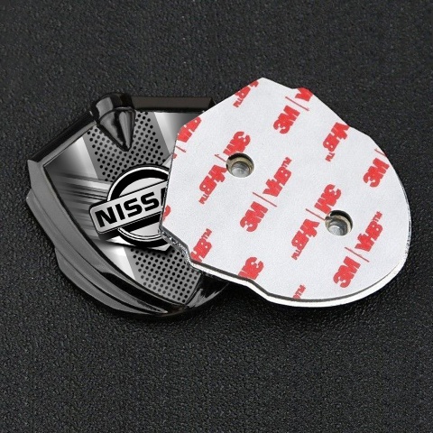 Nissan Bodyside Emblem Self Adhesive Graphite Metal Grate Greyscale Logo