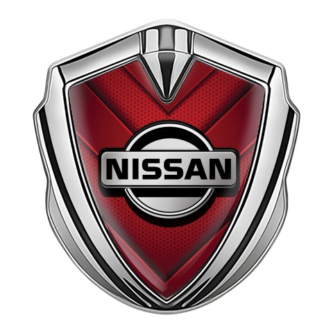 Nissan Badge Self Adhesive Silver Red Hex Arrow Grey Logo Edition