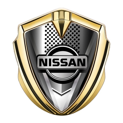 Nissan Emblem Fender Badge Gold Front Grille Greyscale Edition