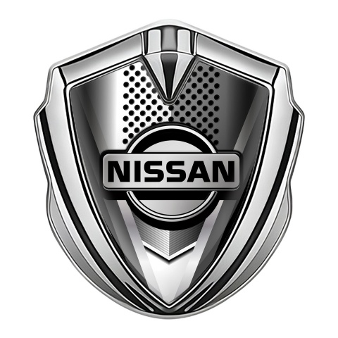 Nissan Emblem Fender Badge Silver Front Grille Greyscale Edition