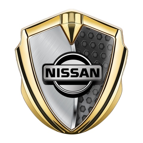 Nissan Metal Emblem Self Adhesive Gold Two Face Texture Edition