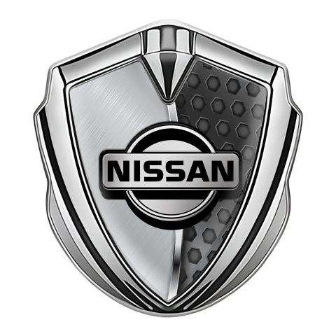 Nissan Metal Emblem Self Adhesive Silver Two Face Texture Edition