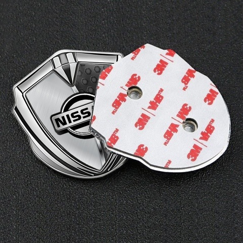 Nissan Metal Emblem Self Adhesive Silver Two Face Texture Edition