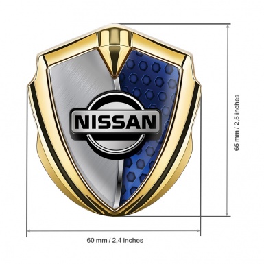 Nissan Fender Emblem Badge Gold Aluminum Blue Hex Variant