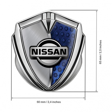 Nissan Fender Emblem Badge Silver Aluminum Blue Hex Variant