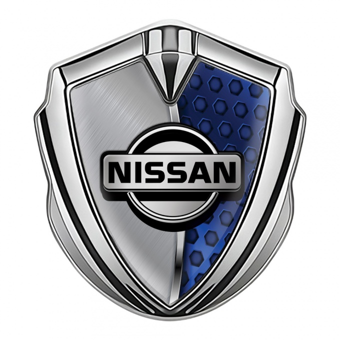 Nissan Fender Emblem Badge Silver Aluminum Blue Hex Variant