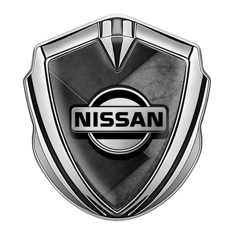 Nissan Emblem Self Adhesive Silver Dark Panels Greyscale Edition