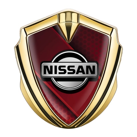 Nissan Domed Emblem Gold Red Hex Crimson Ribbon Edition